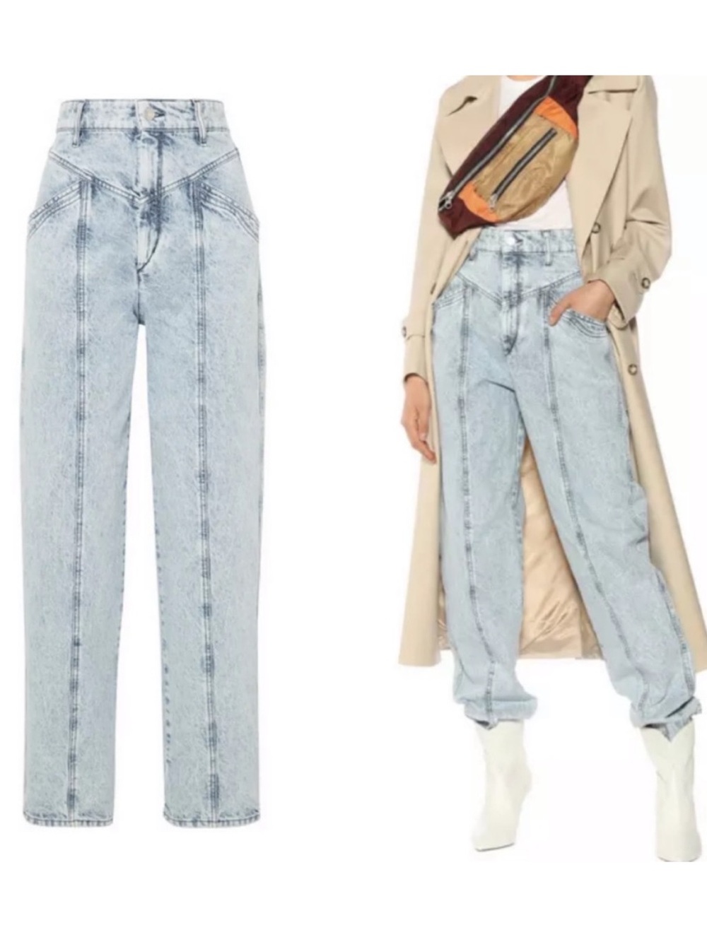 ISABEL MARANT Lenia Acid Wash High Rise Slim Leg Jeans in Size 44 / 12